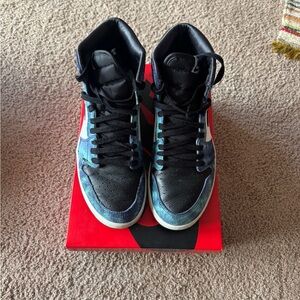 Jordan Black and Blue Athletic High-Top Shoes